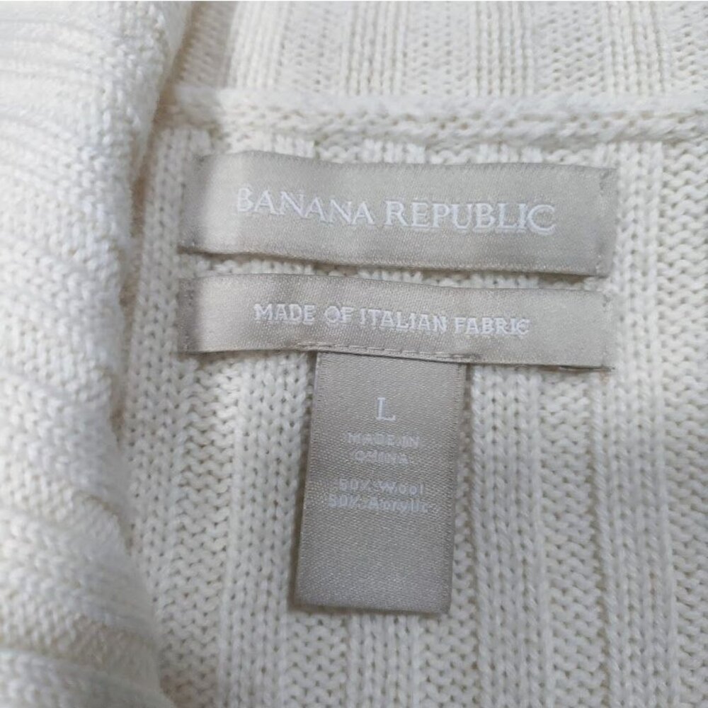 Banana Republic Italian Wool Cardigan L Ribbed Lagenlook Woolblend Preppy - Picture 7 of 11